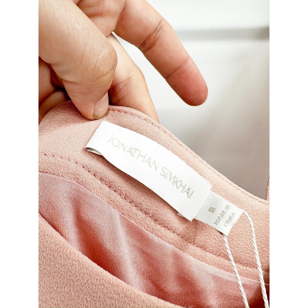 Jonathan Simkhai Celleste Plisse Knit Porcelain Pink Midi-Dress Size 8 NWT - Picture 6 of 7